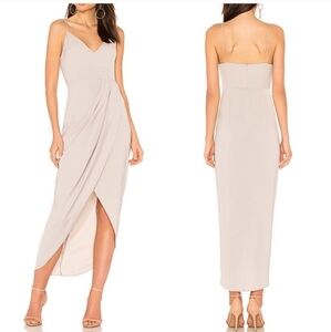 Shona Joy Tulip Hem Draped Cocktail Dress In Oyster